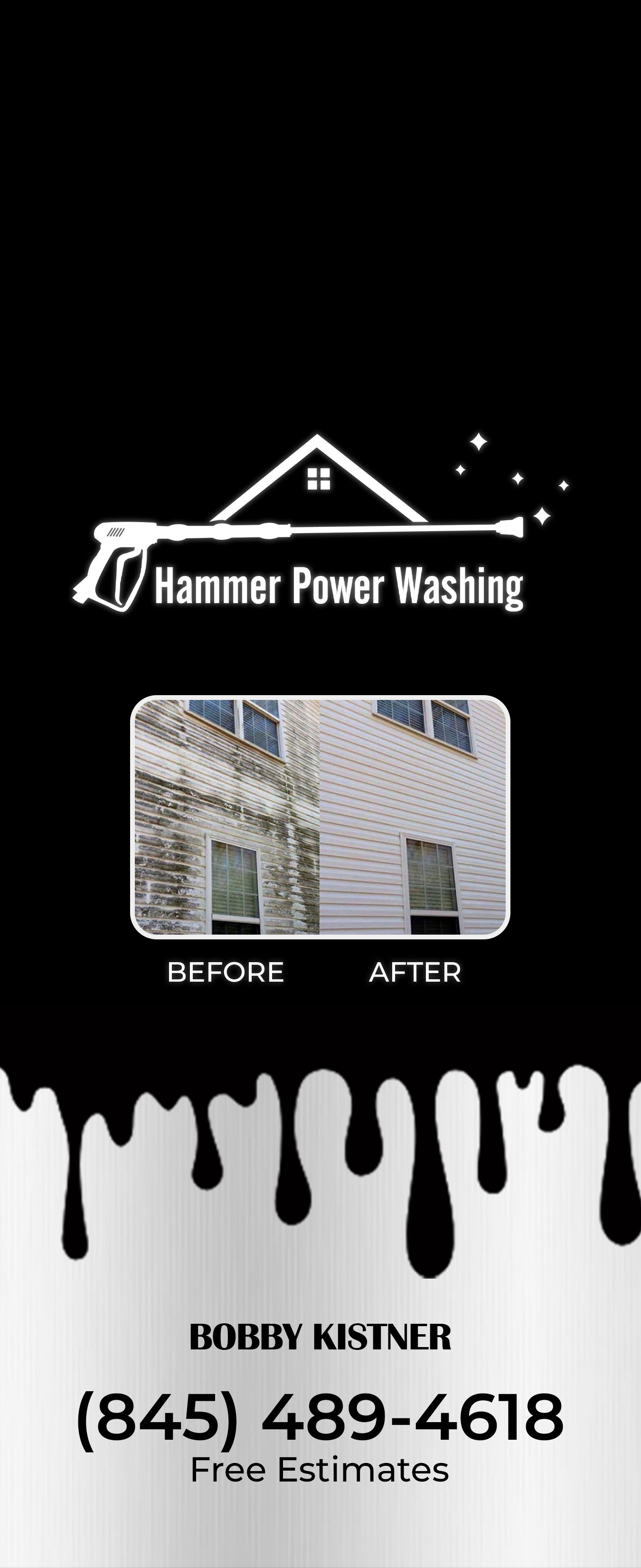 Before and after house washing, from the Hammer Power Washing flyer